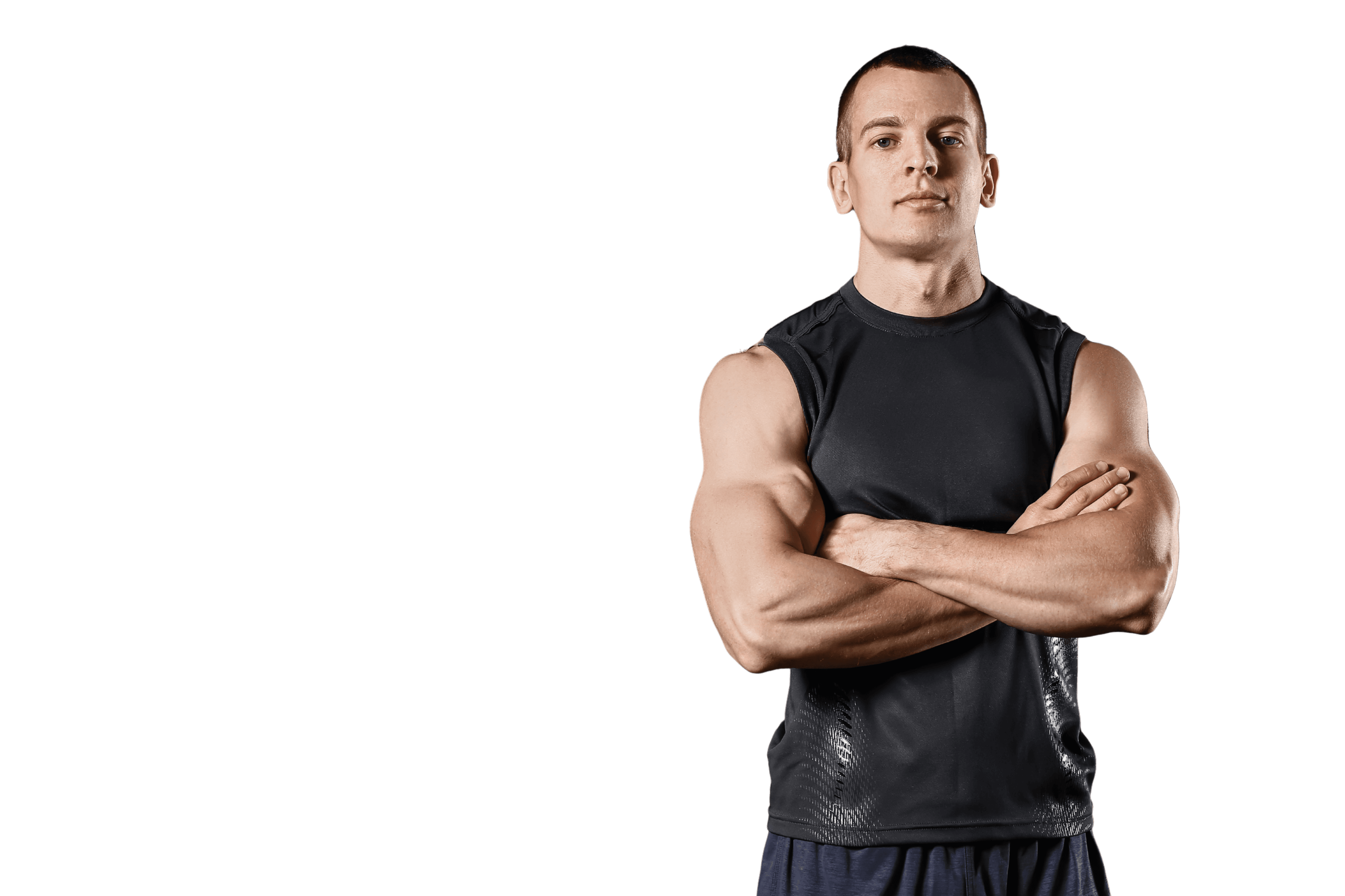 Telegenix patient — fit man crossing his arms